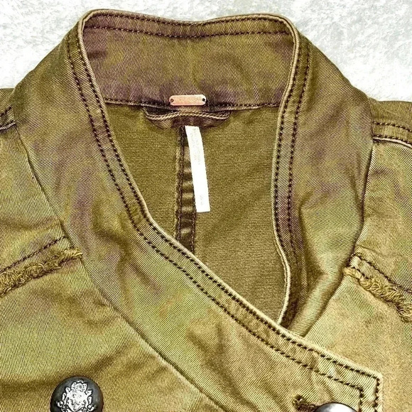 Free People Women's Military Moto Jacket Raw Hem Size Small - Picture 3 of 12